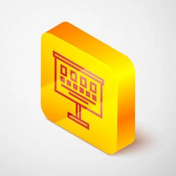 Isometric line Eye test chart icon isolated on grey background. Poster for Stock Illustration