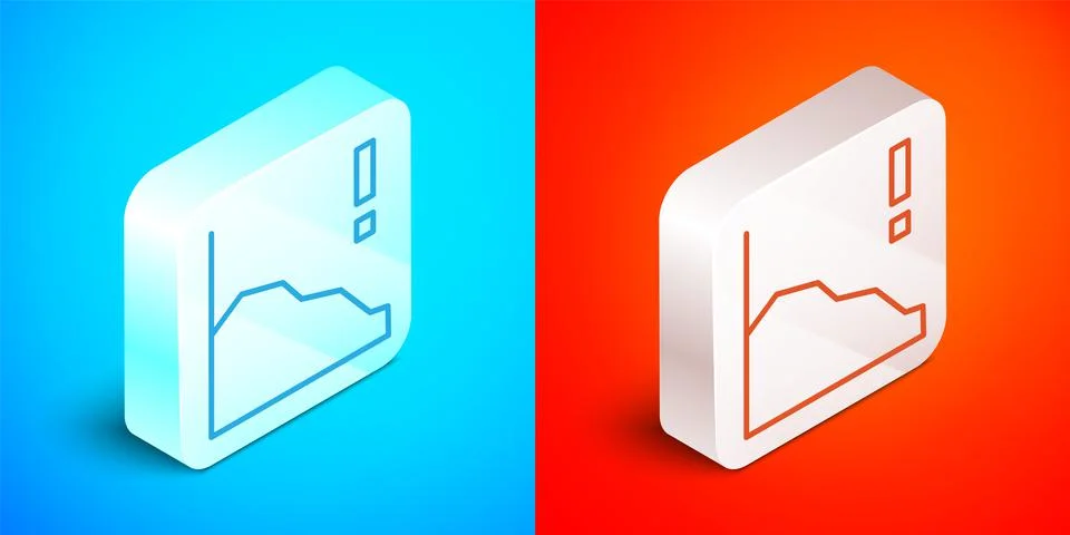Isometric line Financial growth decrease icon isolated on blue and red Stock Illustration