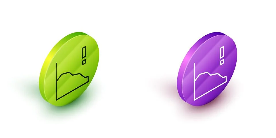 Isometric line Financial growth decrease icon isolated on white background Stock Illustration