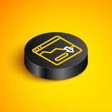 Isometric line Financial growth decrease icon isolated on yellow background.. Stock Illustration