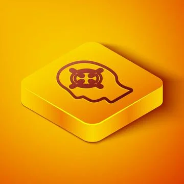 Isometric line Finding a problem in psychology icon isolated on orange イラスト素材