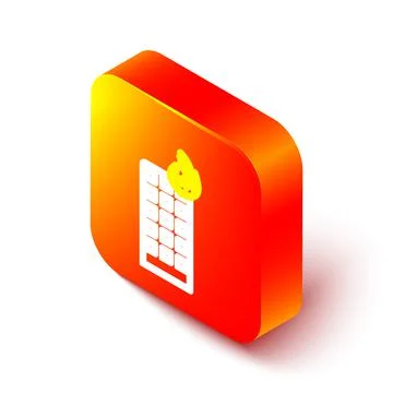 Isometric line Fire in burning building on city street icon isolated on white Ilustración de archivo