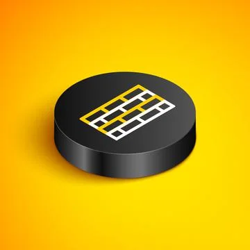 Isometric line Firewall, security wall icon isolated on yellow background. Black Stock Illustration
