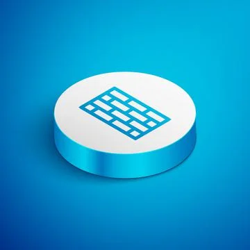 Isometric line Firewall, security wall icon isolated on blue background. White Stock Illustration