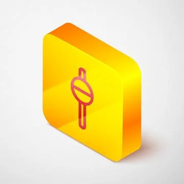 Isometric line Fishing float icon isolated on grey background. Fishing tack.. Illustrazione stock