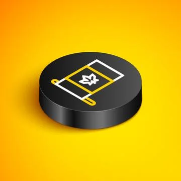 Isometric line Flag of Canada icon isolated on yellow background. North Ame.. Stock Illustration