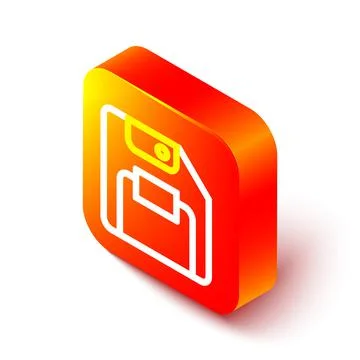 Isometric line Floppy disk for computer data storage icon isolated on white Illustrazione stock