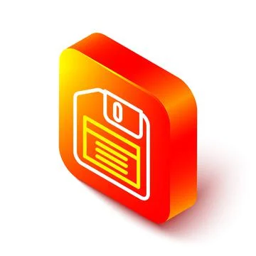 Isometric line Floppy disk for computer data storage icon isolated on white Stock Illustration