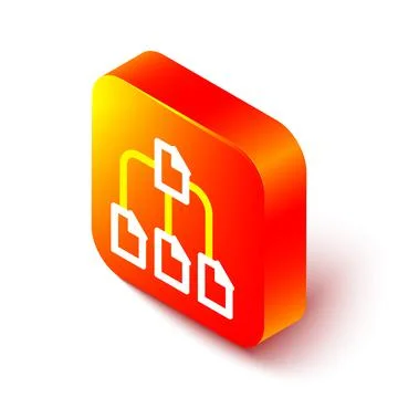 Isometric line Folder tree icon isolated on white background. Computer network 스톡 일러스트