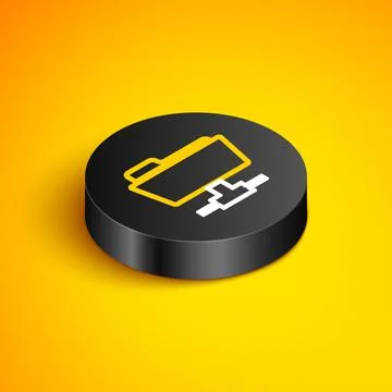 Isometric line FTP folder icon isolated on yellow background. Software update Stockillustratie
