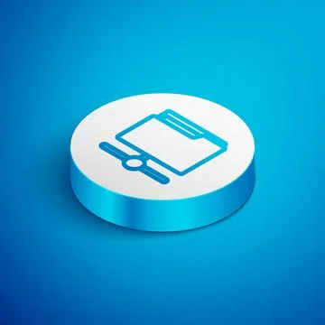 Isometric line FTP folder icon isolated on blue background. Software update Stock Illustration
