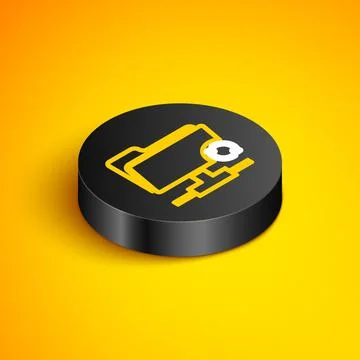 Isometric line FTP sync refresh icon isolated on yellow background. Software Stockillustratie