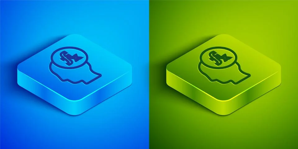 Isometric line Function mathematical symbol icon isolated on blue and green Stock Illustration