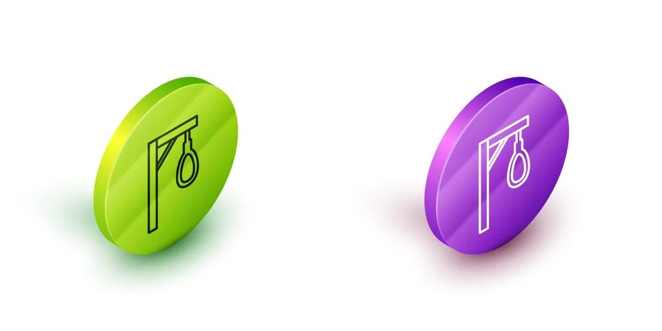 Isometric line Gallows rope loop hanging icon isolated on white background. Rope Stock Illustration