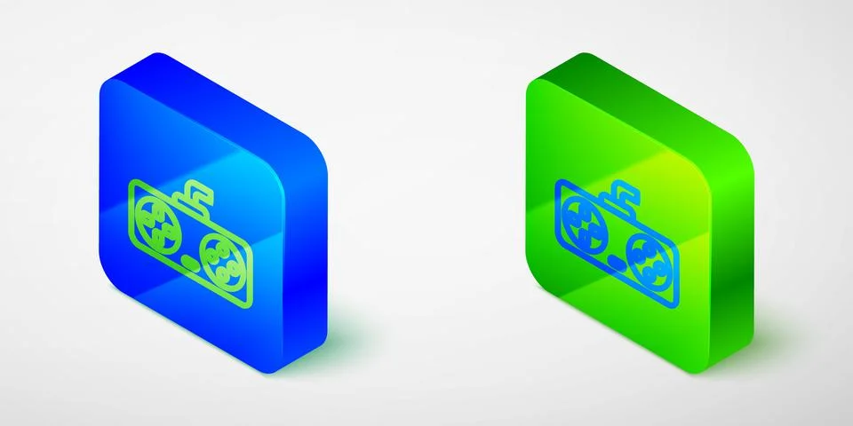 Isometric line Game controller or joystick for game console icon isolated on  스톡 일러스트