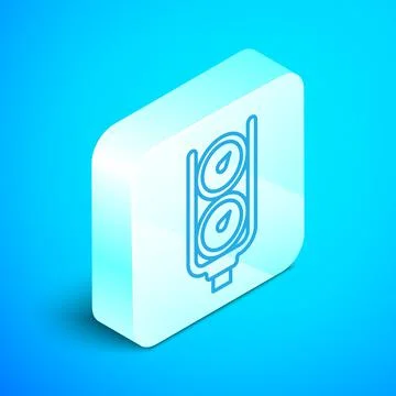Isometric line Gauge scale icon isolated on blue background. Satisfaction Stock Illustration