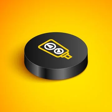 Isometric line Gauge scale icon isolated on yellow background. Satisfaction Stock Illustration