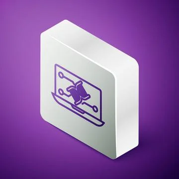 Isometric line Genetic engineering modification on laptop icon isolated on イラスト素材