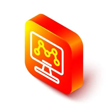 Isometric line Genetic engineering modification on laptop icon isolated on white イラスト素材