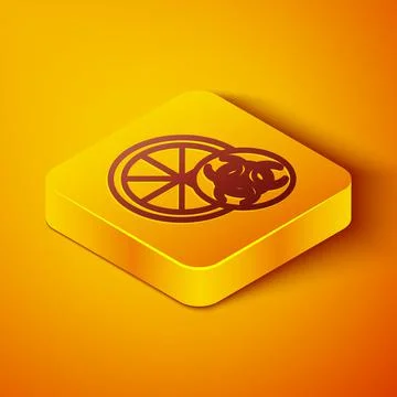 Isometric line Genetically modified citrus fruit icon isolated on orange Stock Illustration