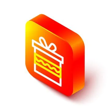 Isometric line Gift box icon isolated on white background. Happy Birthday Illustrazione stock
