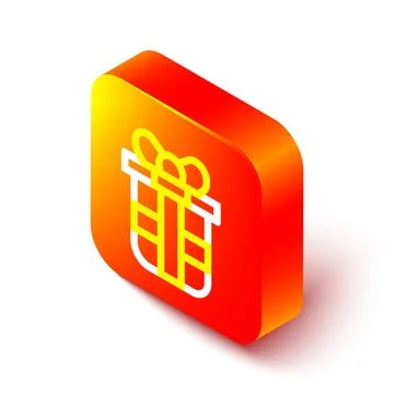 Isometric line Gift box icon isolated on white background. Happy Birthday. .. Illustrazione stock