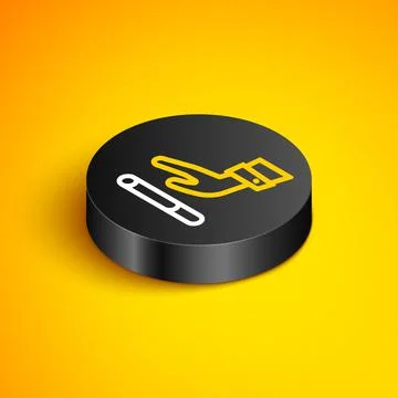 Isometric line Giving up cigarette icon isolated on yellow background. Tobacco Ilustração Stock