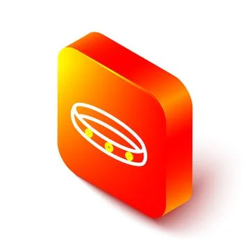 Isometric line Gold ring icon isolated on white background. Orange square b.. Stock Illustration