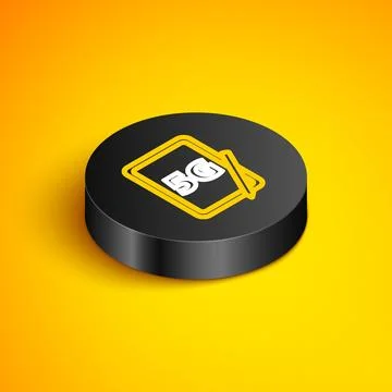 Isometric line Graphic tablet with 5G wireless internet wifi icon isolated .. Stock Illustration