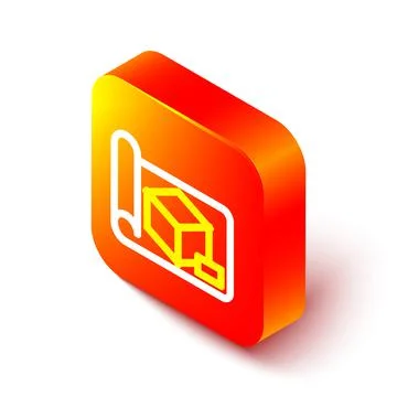 Isometric line Graphing paper for engineering icon isolated on white background Illustrazione stock
