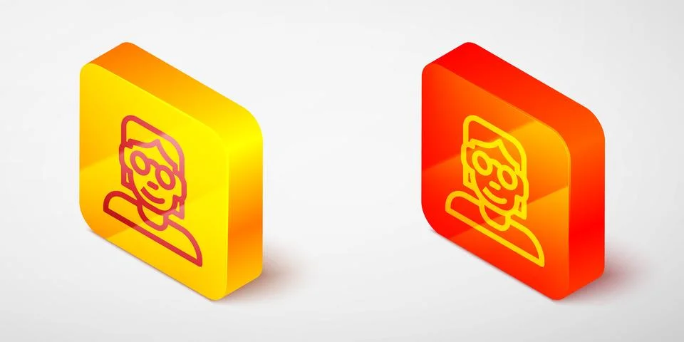 Isometric line Hacker or coder icon isolated on grey background. Programmer 库存插图