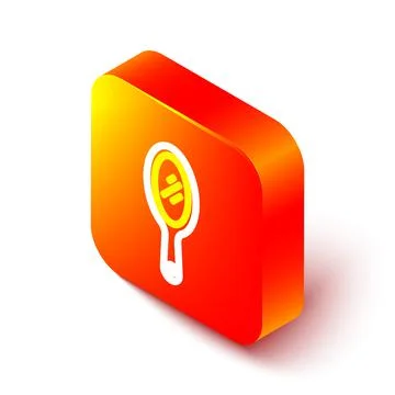 Isometric line Hand mirror icon isolated on white background. Orange square Stock Illustration