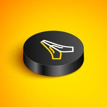 Isometric line Hands in praying position icon isolated on yellow background.. Stock Illustration