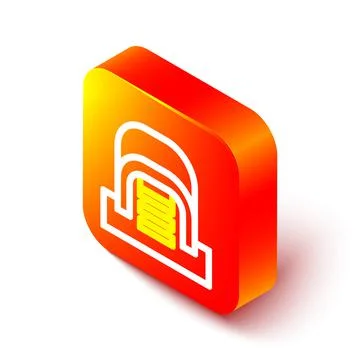 Isometric line Hangar with servers icon isolated on white background. Server Stock Illustration