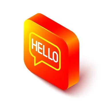 Isometric line Hello in different languages icon isolated on white background Stock Illustration