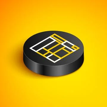 Isometric line House Edificio Mirador icon isolated on yellow background Иллюстрация