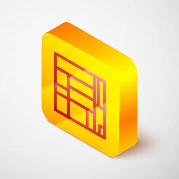Isometric line House Edificio Mirador icon isolated on grey background. Mirad Stock Illustration