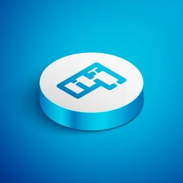 Isometric line House plan icon isolated on blue background. White circle bu.. Stock Illustration