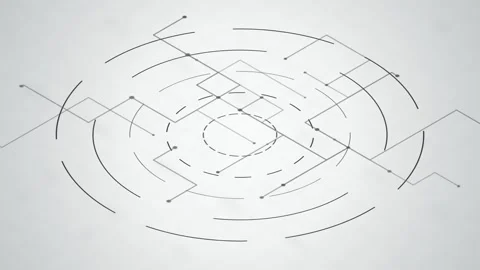 Isometric line HUD graphics animated seamless loop background Stock Footage 345761142