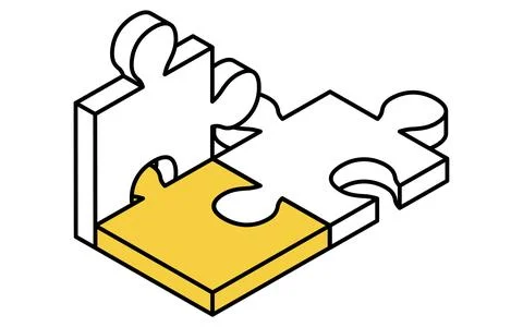 Isometric Line Icon of Connected Puzzle Pieces  Simple Vector Illustration .. Stock Illustration