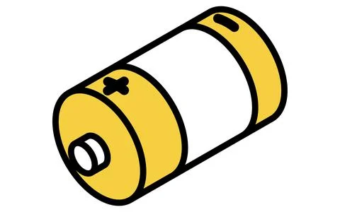 Isometric Line Icon of a Dry Cell Battery in Simple Design Illustrazione stock