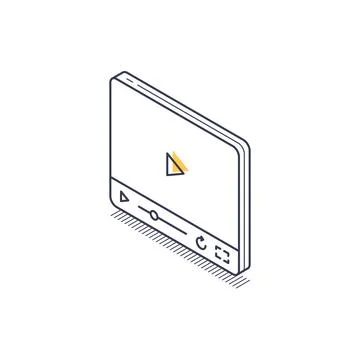 Isometric line icon of a multimedia player interface with simple design ele.. Stock Illustration