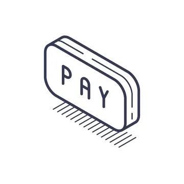 Isometric line icon of a simplified pay button with clean outline design 스톡 일러스트
