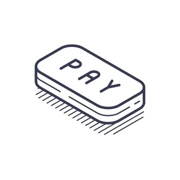 Isometric line icon of a simplified pay button with clean outline design 스톡 일러스트