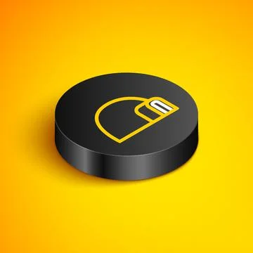 Isometric line Igloo ice house icon isolated on yellow background. Snow home Stock Illustration