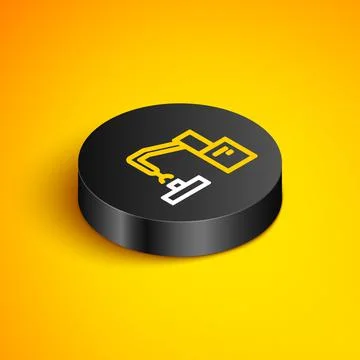 Isometric line Industrial machine robotic robot arm hand factory icon isolated Illustrazione stock