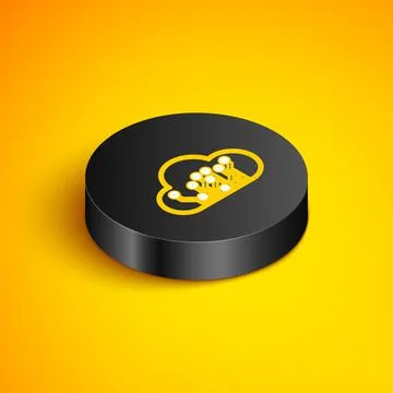 Isometric line Internet of things icon isolated on yellow background. Cloud Stock Illustration