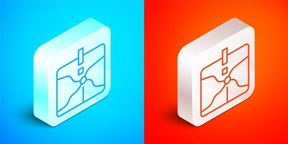 Isometric line Intersection point icon isolated on blue and red background イラスト素材
