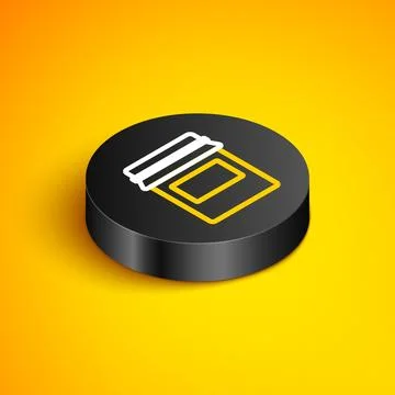 Isometric line Jam jar icon isolated on yellow background. Black circle but.. Stock Illustration