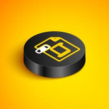 Isometric line JS file document. Download js button icon isolated on yellow.. Stock Illustration